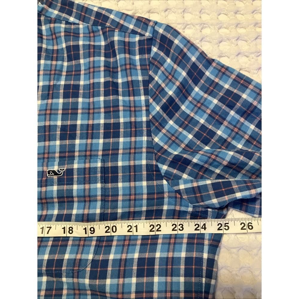 Vineyard Vines Performance Classic Fit Tucker Shirt Mens Large Blue Plaid Whale - Picture 4 of 8